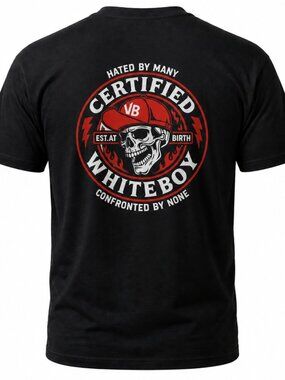 Certified Whiteboy est. at birth T-shirt Mens Multiple Sizes Black Cotton